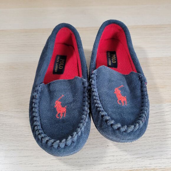 Polo Ralph Lauren Suede Boys 1 Pony Moccasin Toddler Desmond Moc Logo Shoe Navy - Picture 2 of 8